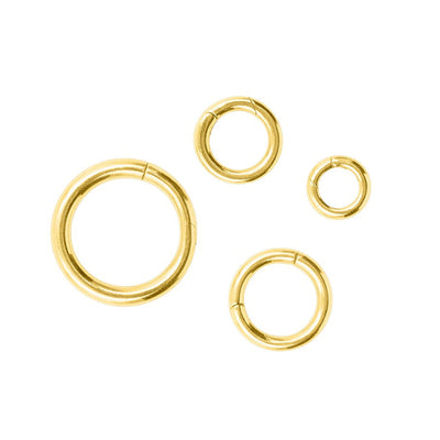 14k Yellow Gold Jump Rings available in Four Different Sizes. We call them the Peggy Jump Rings. Made by Palm Beach Designers Pelimingo Palm Beach. women in small business.
