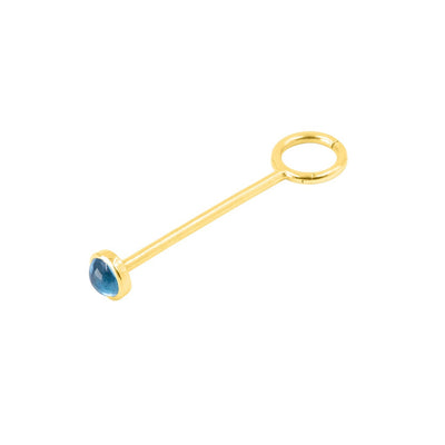 14K yellow gold bar with jump ring for hanging charms, rondelles, spacers, with cabochon end. Made by Palm Beach Design team Pelimingo. Fine Jewlery. Palm Beach Style. Local Jewlery