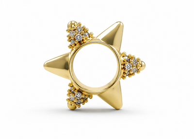 Spiked Spacer in 14k Yellow gold with lab stones