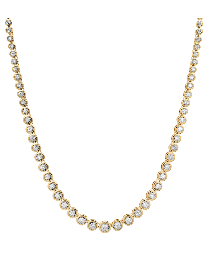 Diamond Bezel Tennis Necklace set in 14K yellow gold with 1.5cts