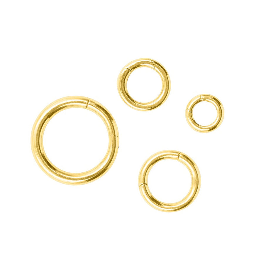 14k Yellow Gold Jump Rings available in Four Different Sizes.  We call them the Peggy Jump Rings.  Made by Palm Beach Designers Pelimingo Palm Beach.  women in small business.