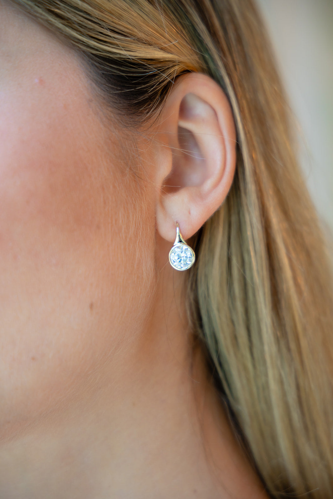 Bezel Set Drop Earrings