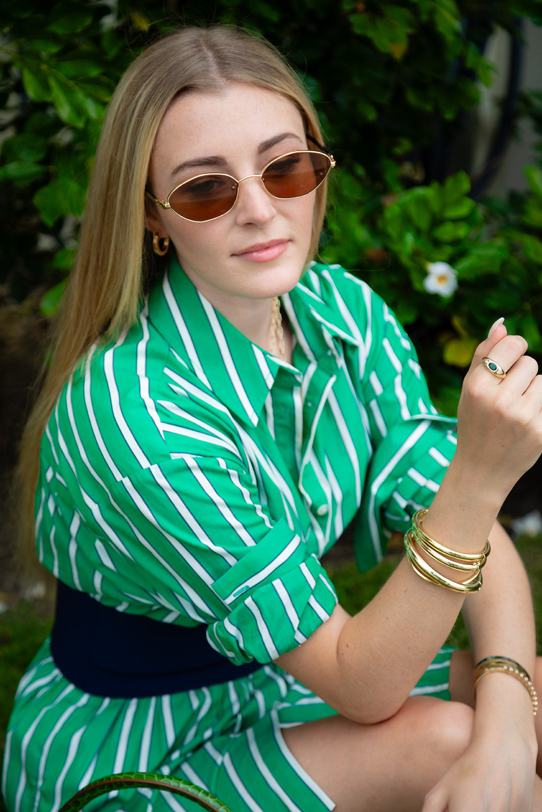 14K and 18K Gold Bangles in oval shape.  With double locking and clasp.  The Perfect Bangle.  Palm Beach Designed by local jewlery design team Pelimingo.  High polished stackable bangles. Add Rondelles and spacers to our 4mm
