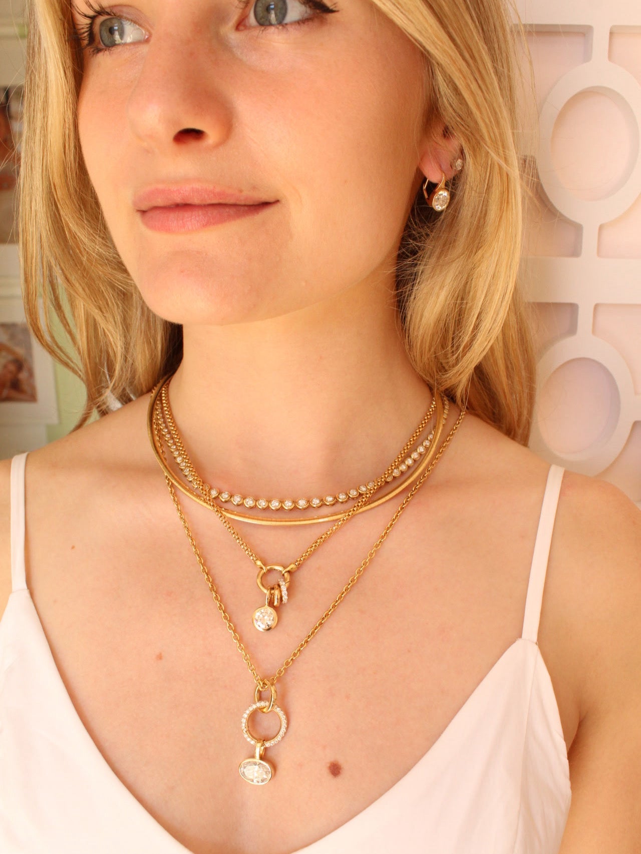 14k Yellow Gold oval diamond pendant / charm lab grown stone, 4ct, made by jewelry design team Pelimingo Palm Beach Florida fine jewelry, local business, women founded