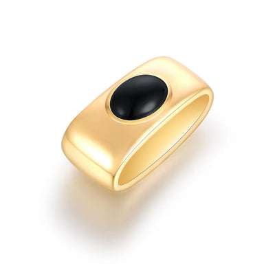 Black Agate cabochon glider set in 18K yellow gold for charms necklace, pendant or on a chain.  Made by local Palm Beach Design team Pelimingo.  Local owned.  Women owned. Palm Beach Style