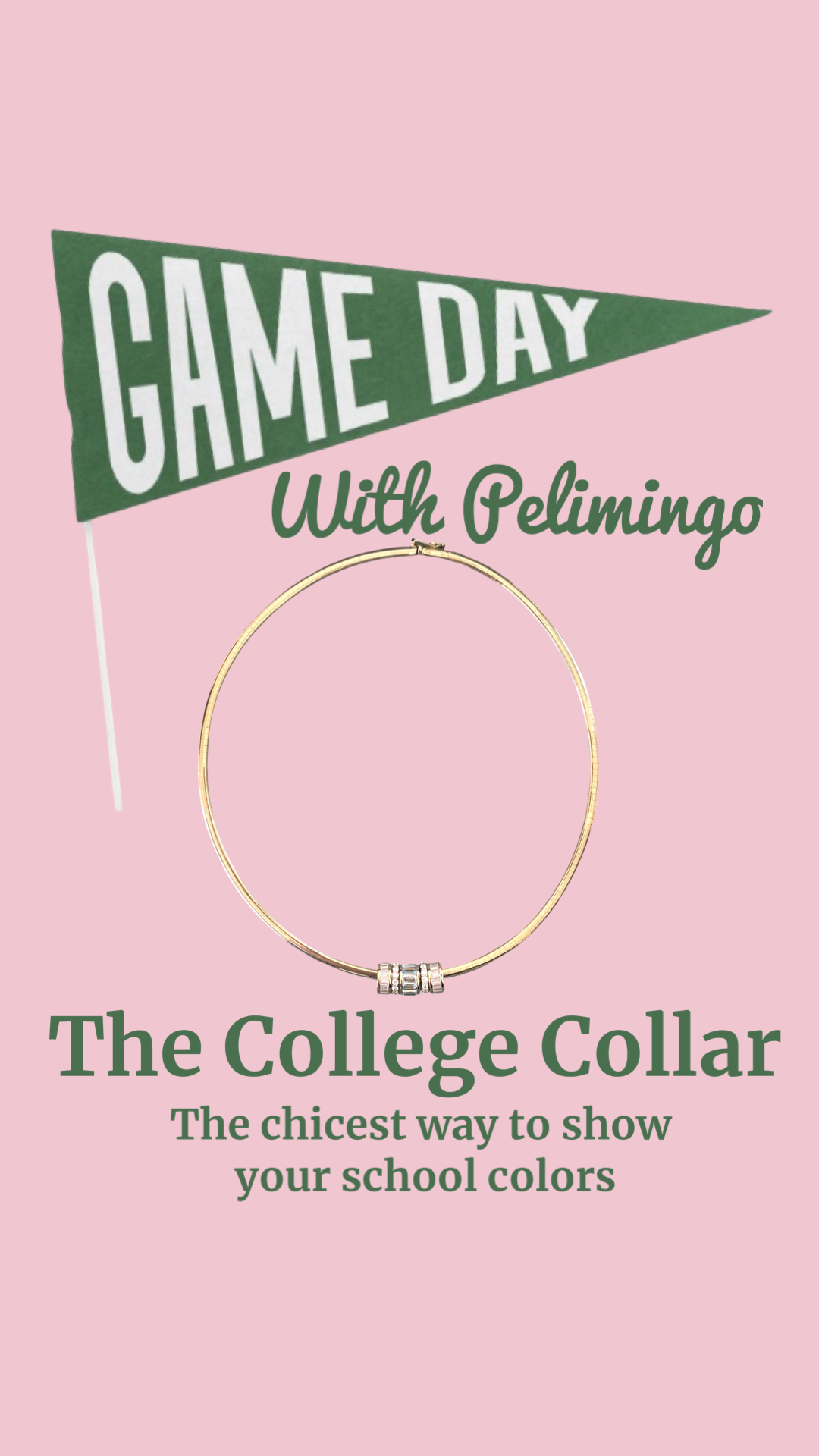 Our Cabana Collar, also know as the college Collar is great for game days, add sorority colors, etc...way to show team sprit by adding colorful rondelles and spacers.  Palm Beach based designed Pelimingo Palm Beach, double sided, sterling silver and gold plated.