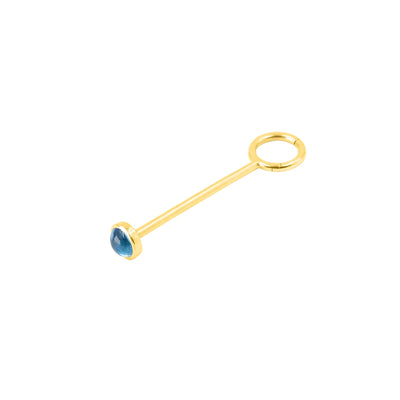 14K yellow gold bar with jump ring for hanging charms, rondelles, spacers, with cabochon end.  Made by Palm Beach Design team Pelimingo.  Fine Jewlery.  Palm Beach Style.  Local Jewlery