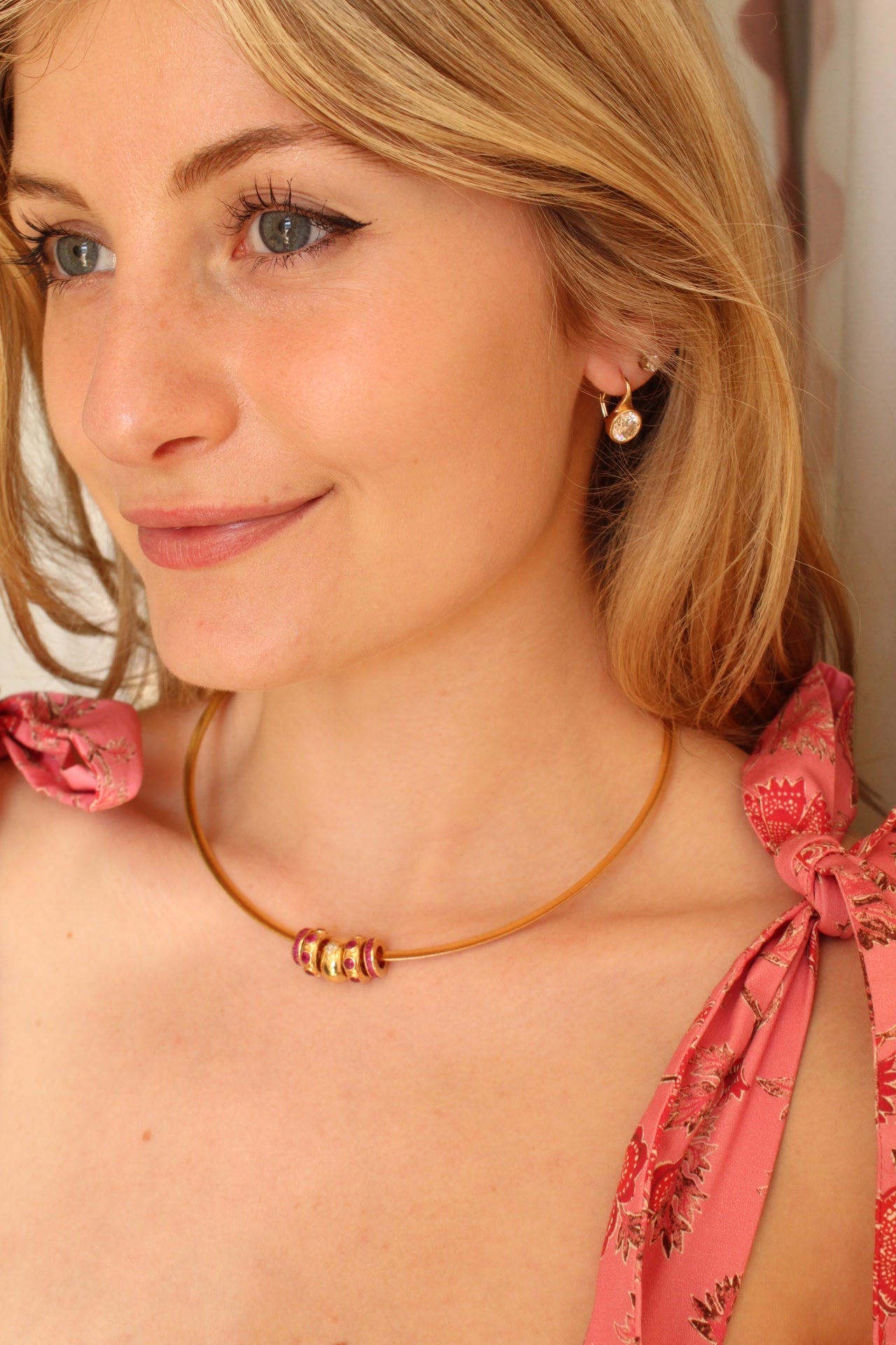 Bezel Set Drop Earrings