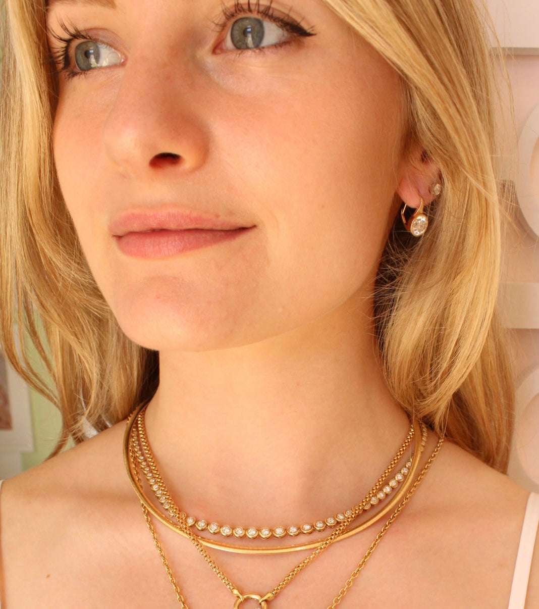 Bezel Set Drop Earrings