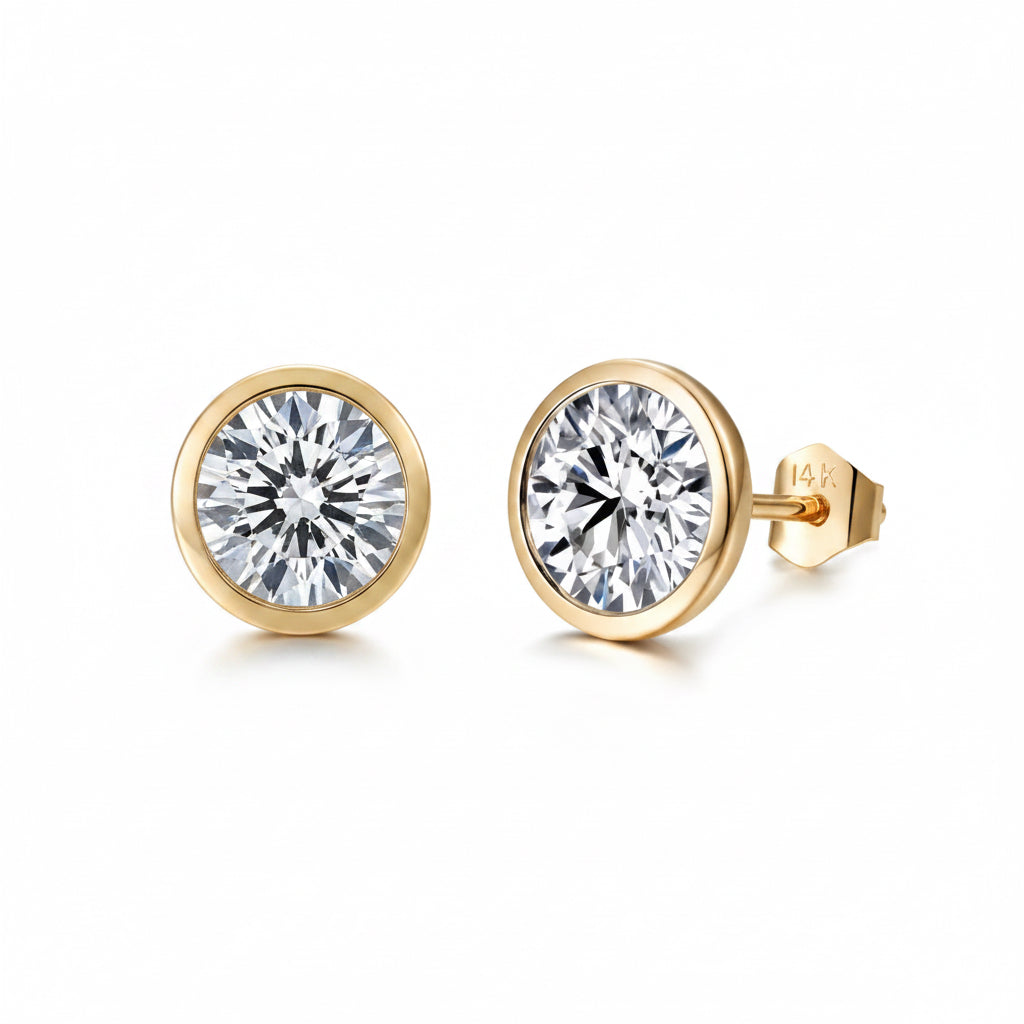 Bezel Stud Earrings