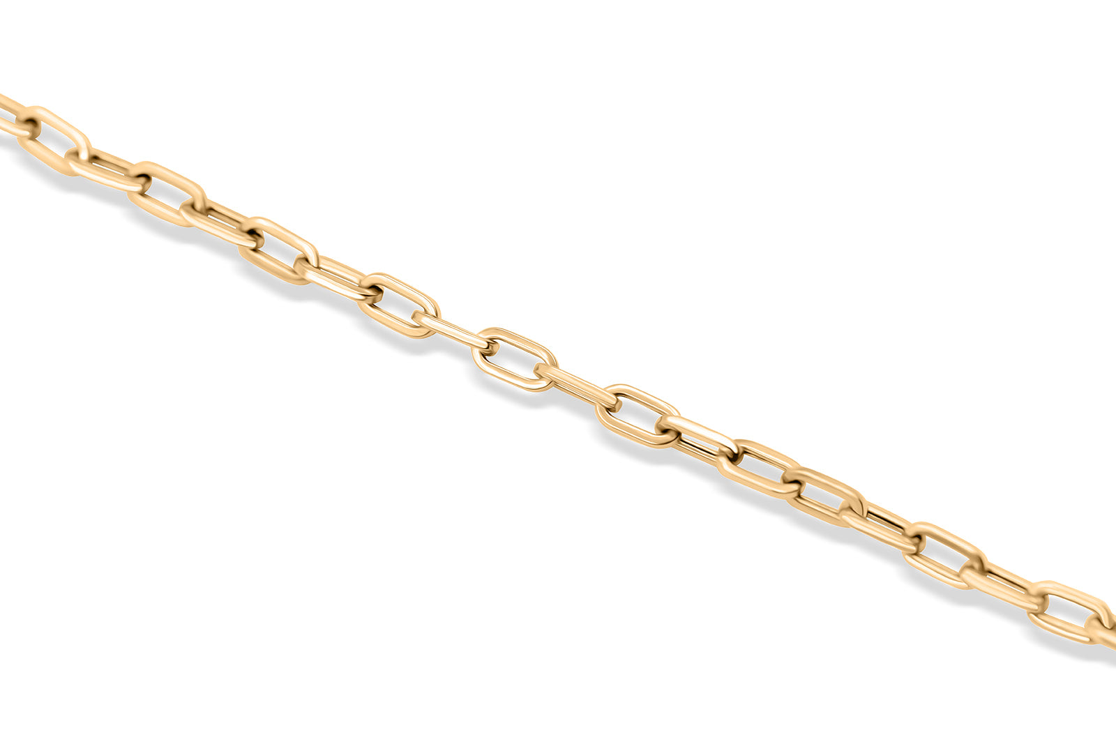 18K Yellow Italian Gold Chain in clip or geometric cable link pattern.  Called our Flagler Chain