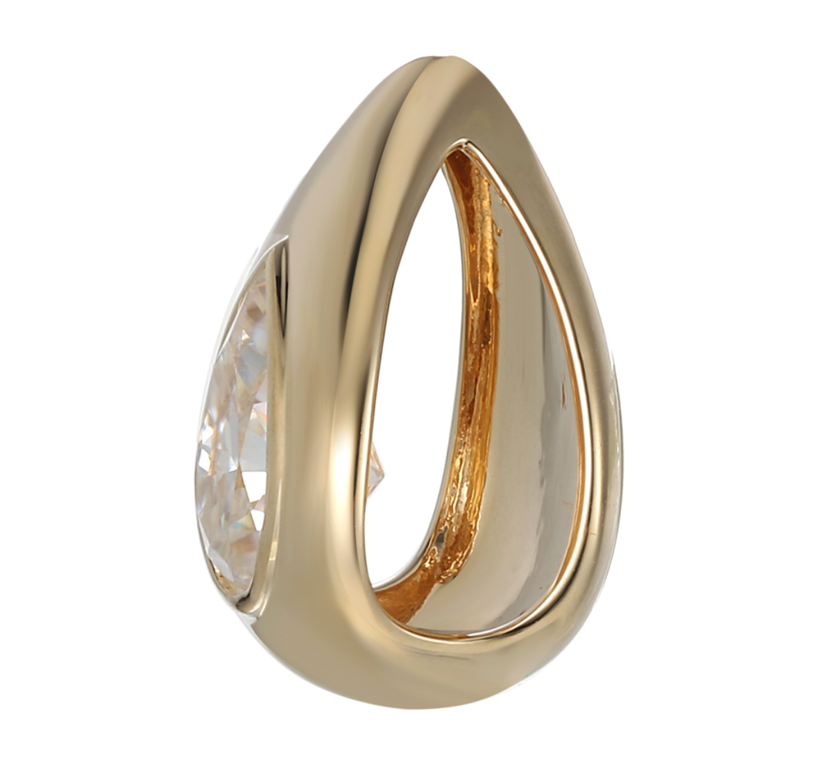 14K yellow gold petal / tear drop shape diamond drop in bezel setting.  Designed by jewelry makers in Palm Beach, Florida Pelimingo.  Local owned.  fine jewelry. women owned business
