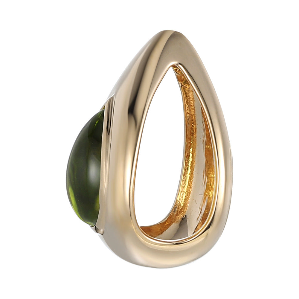 Light Green Peridot Cabochon Flower Petal charm. Made in Palm Beach by design Team Pelimigo Palm Beach. Wear on a necklace, collar or jump ring with other charms.  A flower petal from our Flora Blossom Collection