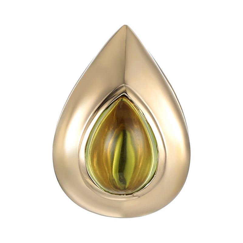 Light Green Peridot Cabochon Flower Petal charm. Made in Palm Beach by design Team Pelimigo Palm Beach. Wear on a necklace, collar or jump ring with other charms.  A flower petal from our Flora Blossom Collection