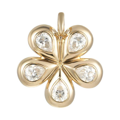 Pelimingo Palm Beach's Flora Blossom Flower in Lab Diamonds set  in 14K yellow gold high polished.  Perfect to wear on a chain or collar.  Palm Beach Style, Fine Jewlery