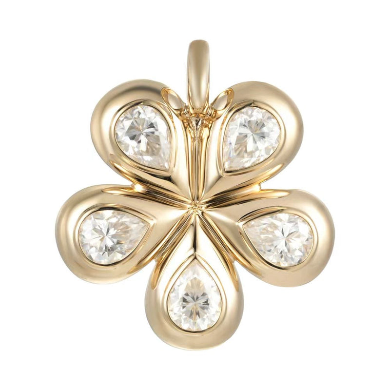 Pelimingo Palm Beach's Flora Blossom Flower in Lab Diamonds set  in 14K yellow gold high polished.  Perfect to wear on a chain or collar.  Palm Beach Style, Fine Jewlery