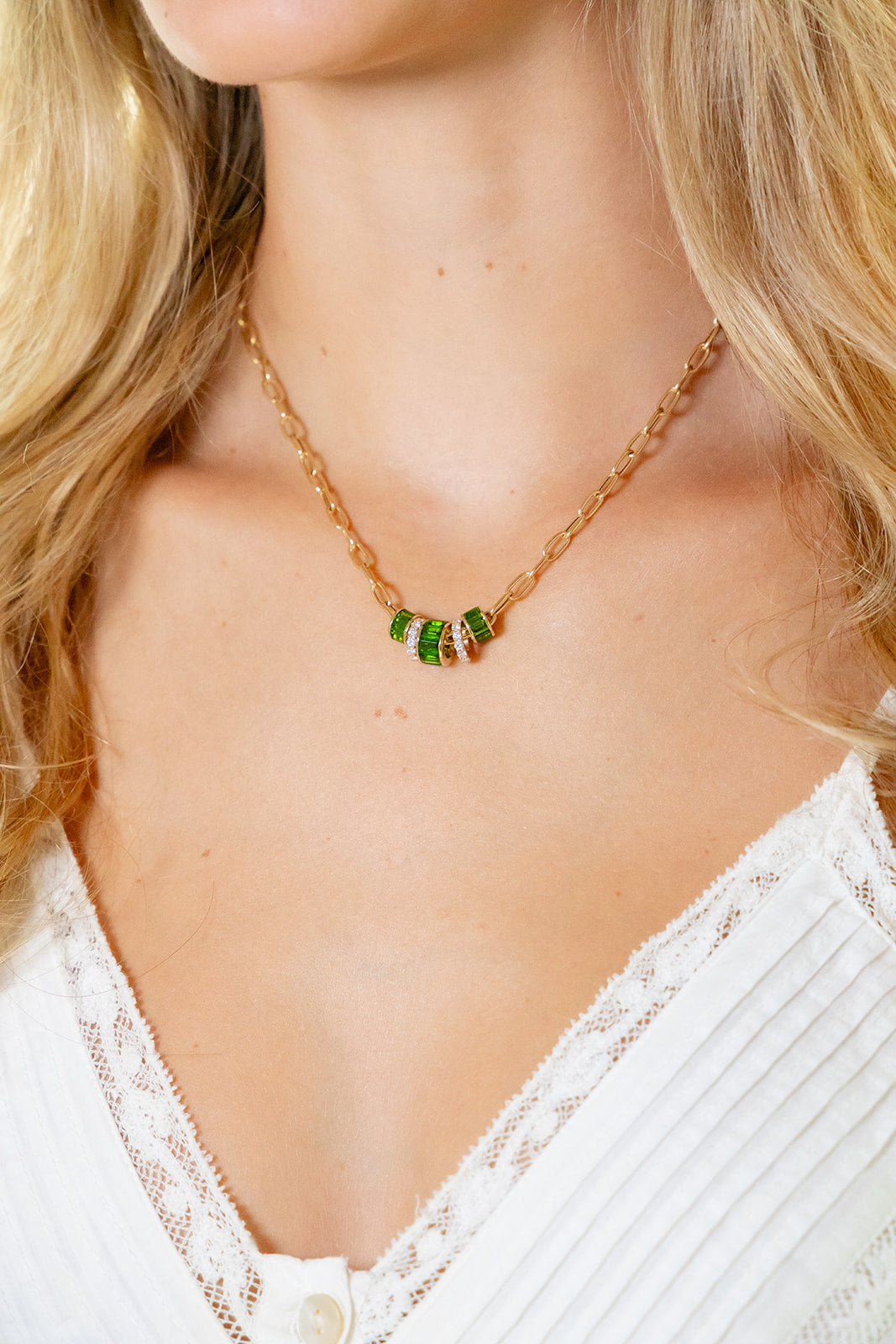 Green Diopside Rondelles