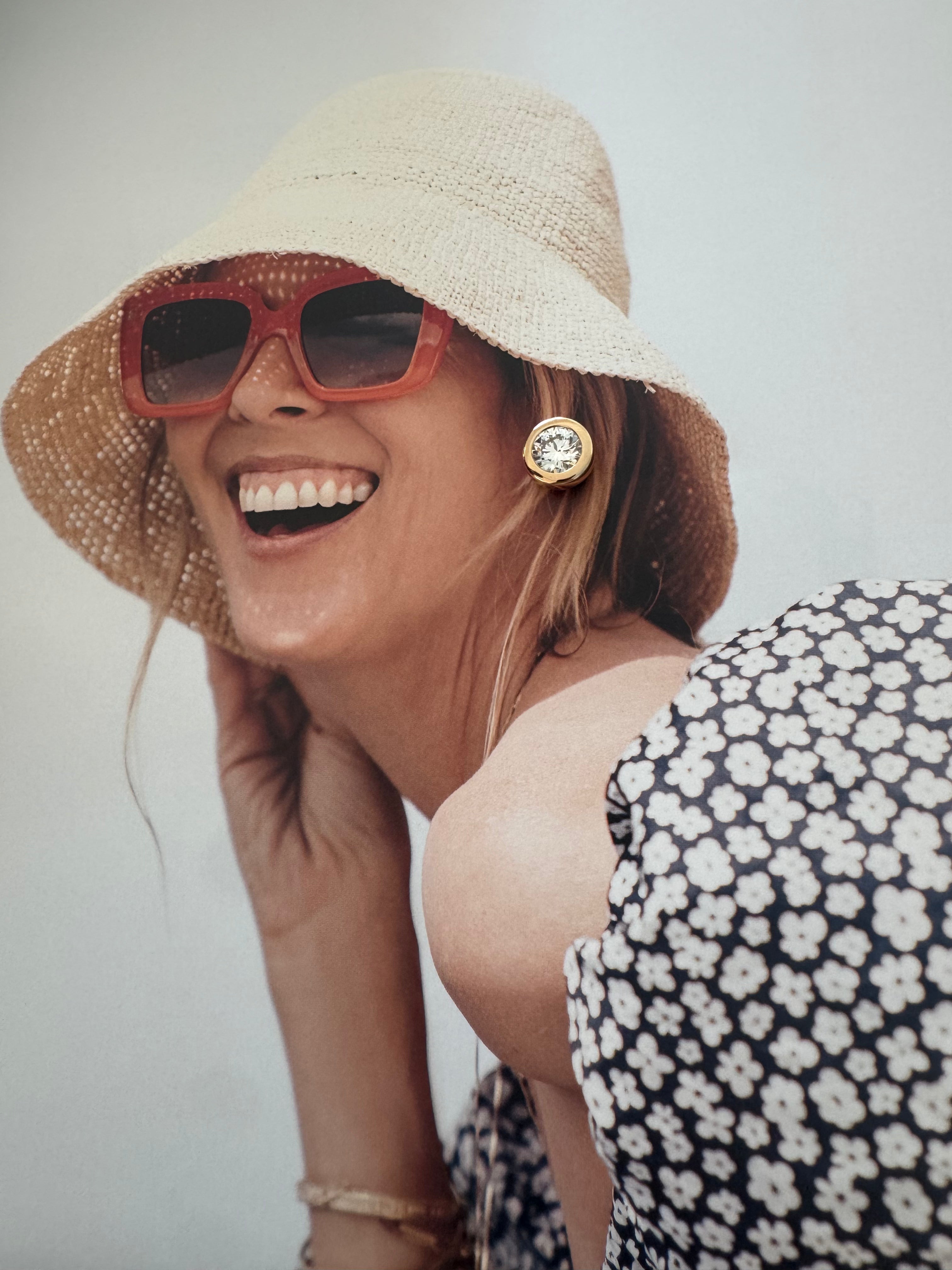 Wide Bezel Stud Earrings