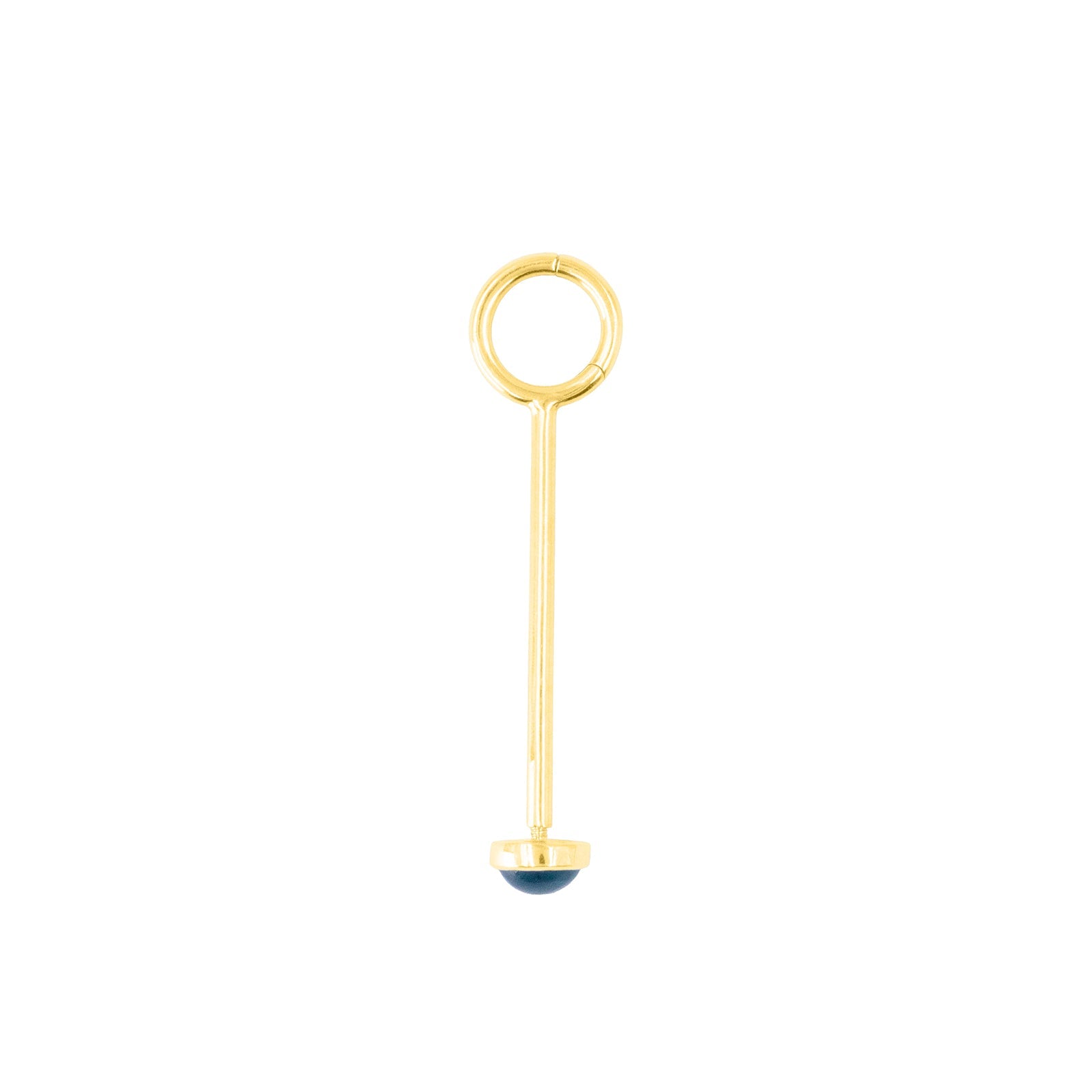 14K yellow gold bar with jump ring for hanging charms, rondelles, spacers, with cabochon end.  Made by Palm Beach Design team Pelimingo.  Fine Jewlery.  Palm Beach Style.  Local Jewlery