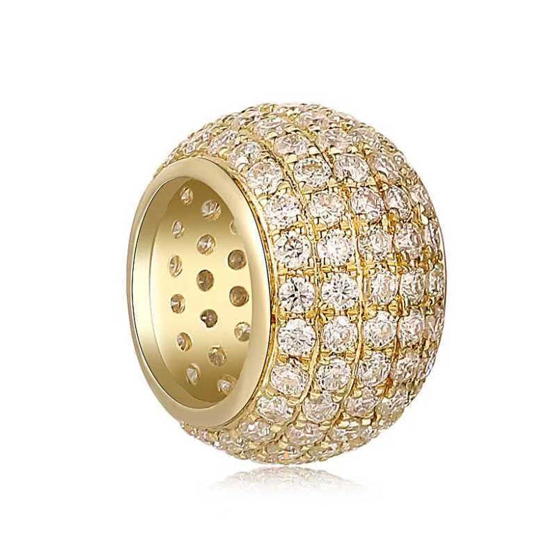 Large Pave Diamond Spacer lab grown made in 14K yellow gold, round in size