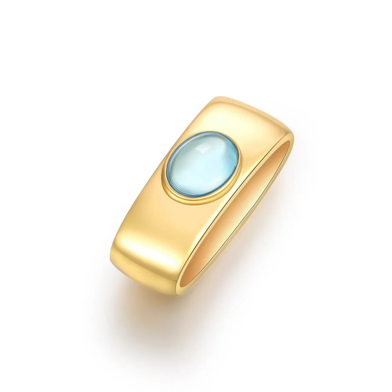 18K yellow gold glider / pendant/ charm/ in light blue topaz cabochon bezel set designed by Palm Beach jewelry designers Pelimingo Palm Beach local jewelry business women owned
