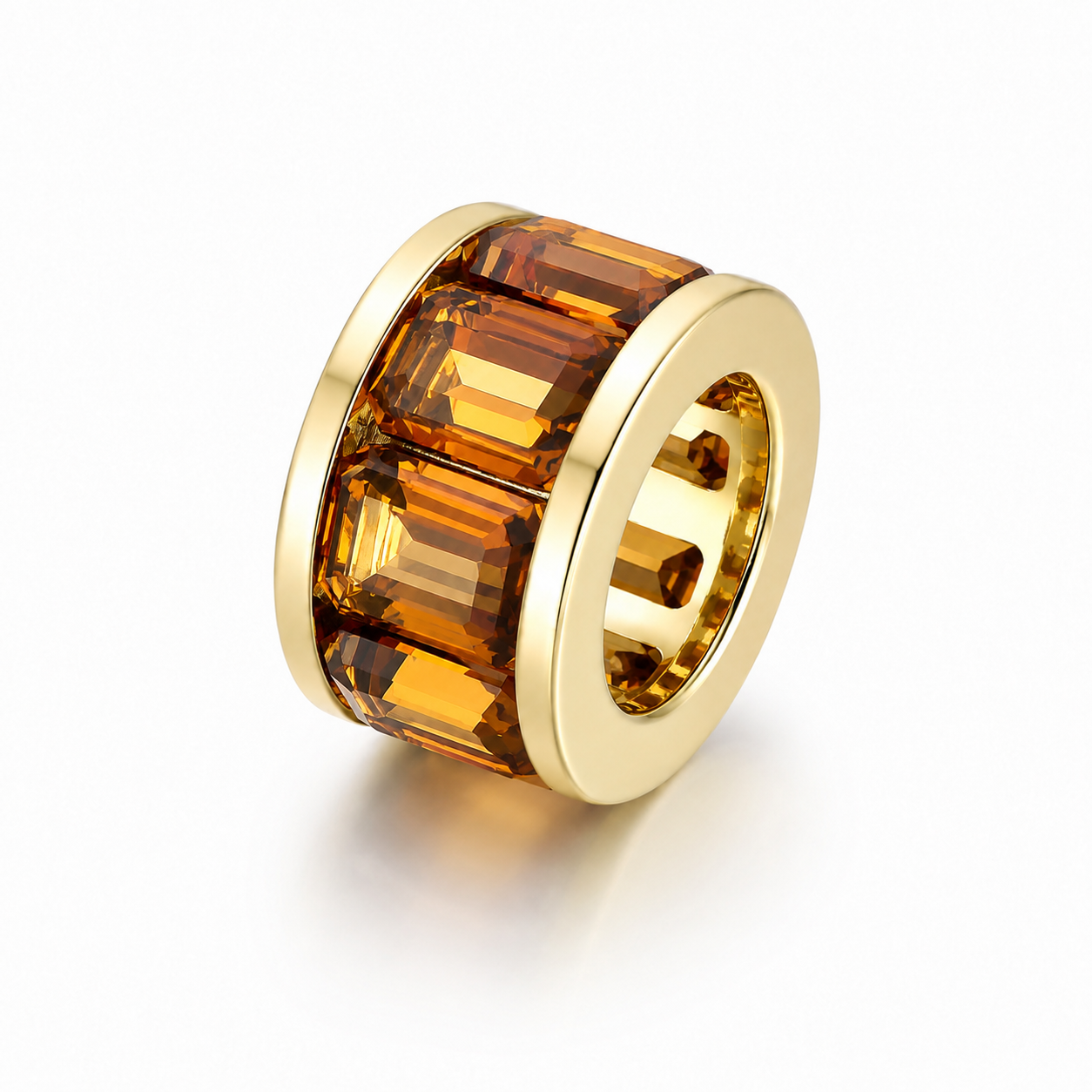 Orange Garnet Rondelle set in 14K yellow gold