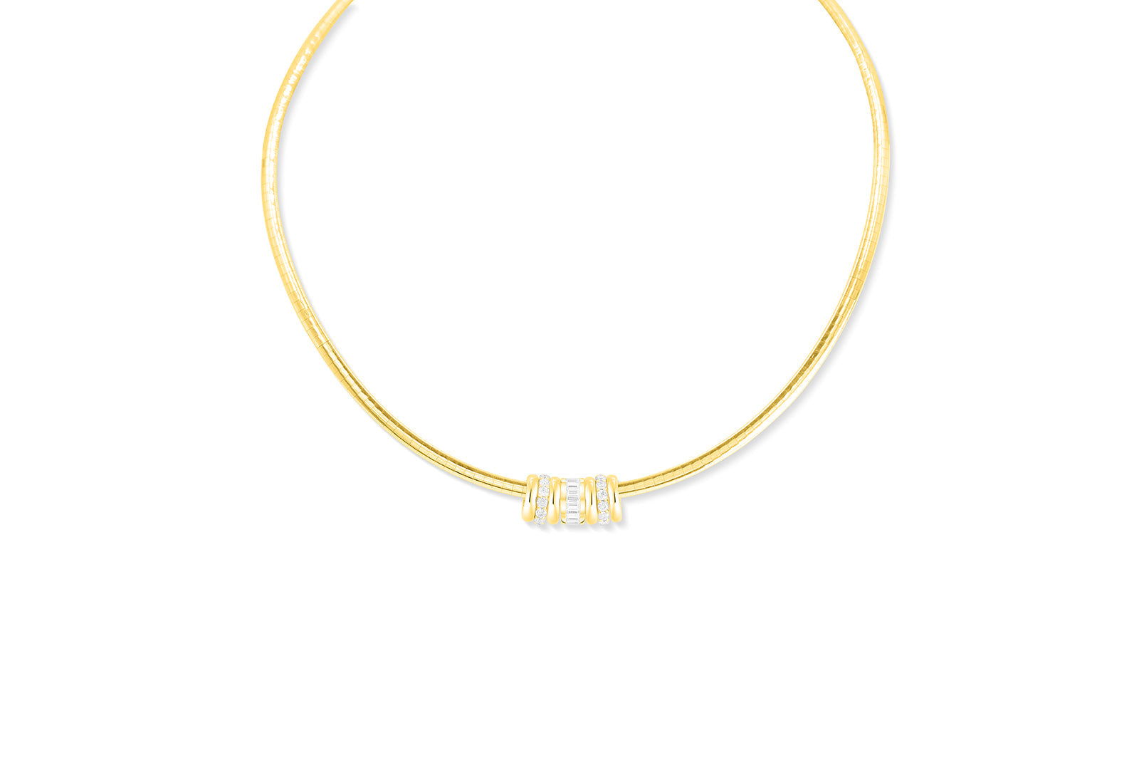 14k or 18K Omega collar called our Palm Beach Collar with the addition of rondelles and spacers