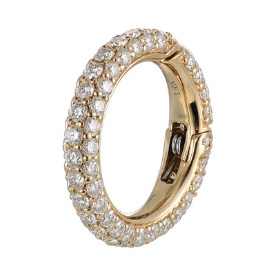 Pave Jump Ring push in set in 14K yellow gold made by design team in Palm Beach Florida Pelimingo, fine Jewlery
