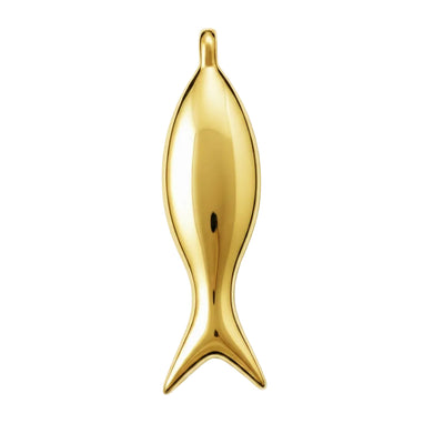 Fish Pendant by Pelimingo Palm Beach, 18k vermeil hallow inside worn on necklace or collar.