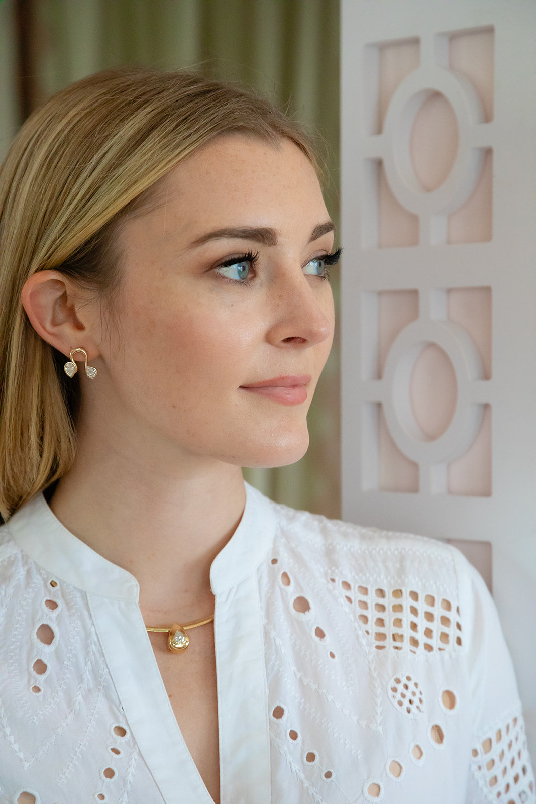 14K yellow gold petal / tear drop shape diamond drop in bezel setting.  Designed by jewelry makers in Palm Beach, Florida Pelimingo.  Local owned.  fine jewelry. women owned business