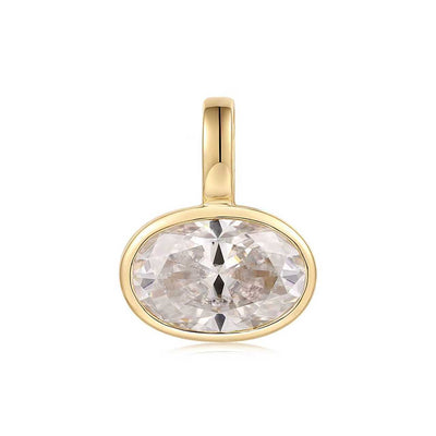 14k Yellow Gold oval diamond pendant / charm lab grown stone, 4ct, made by jewelry design team Pelimingo Palm Beach Florida fine jewelry, local business, women founded