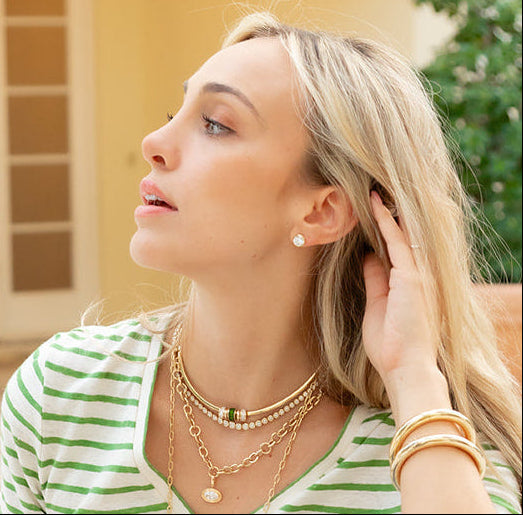Bezel Stud Earrings
