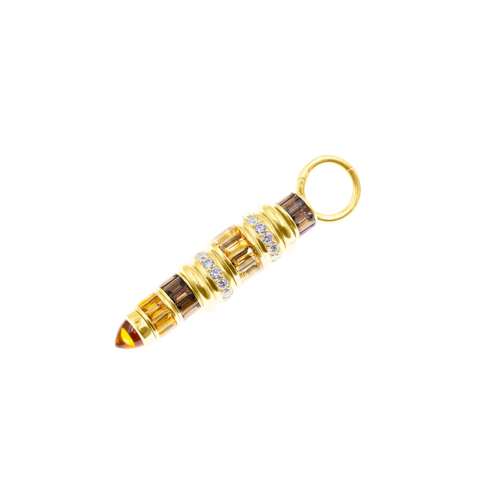 14 Yellow gold and semi-precious stones rondelle, smokey topaz rondelle.  Made by Palm Beach Design team Pelimingo.  Fine Jewelry.
