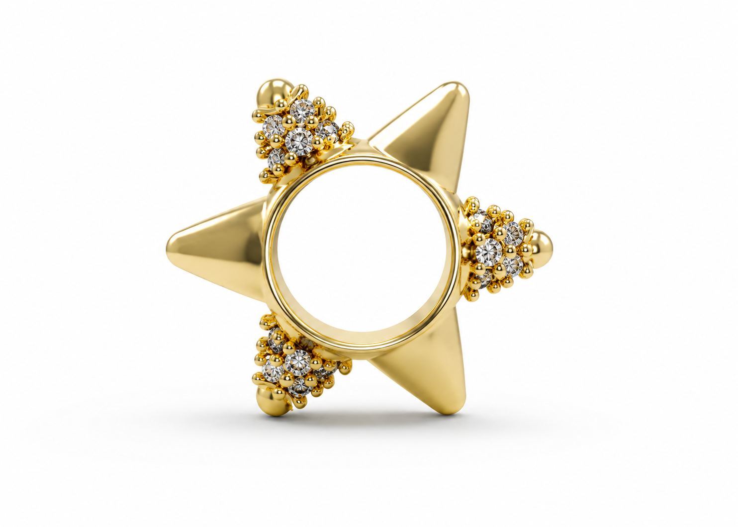 Spiked Spacer in 14k Yellow gold with lab stones