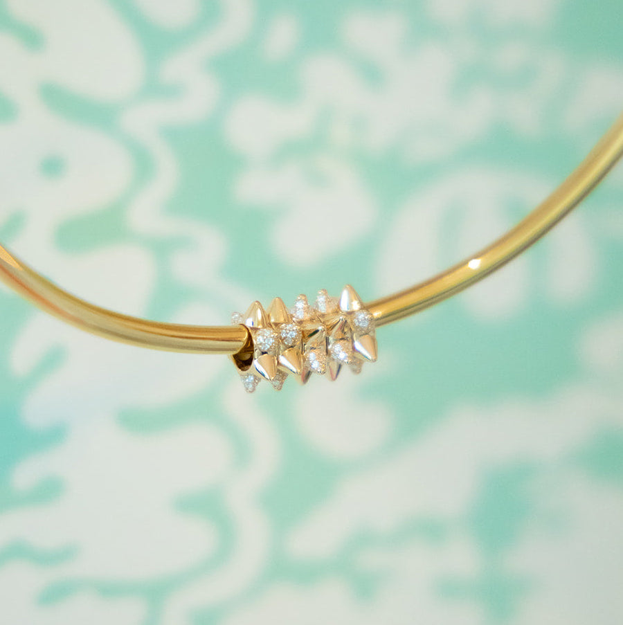 Gold Coast Tube Collar with Spiked Spacers 14K spacers on and 18K Italian Gold Tube Collar 4mm