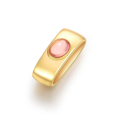 Pink cabochon charm / glider / pendant great to add to necklace or collar bezel set in 18K yellow gold high polished.  Made by local design team in Palm Beach Florida Pelimingo.  women owned local business
