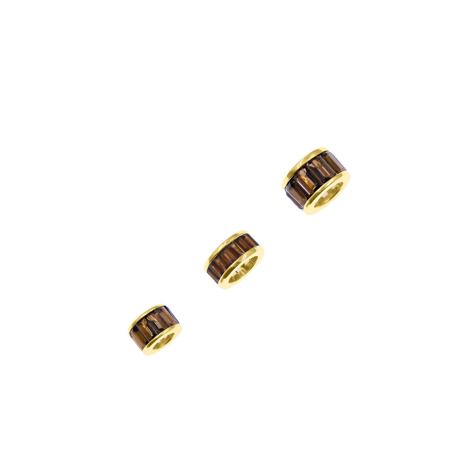14 Yellow gold and semi-precious stones rondelle, smokey topaz rondelle.  Made by Palm Beach Design team Pelimingo.  Fine Jewelry.